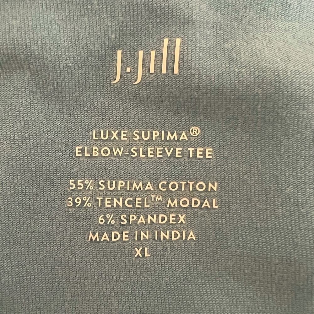 J Jill Womens Elbow Sleeve Tee XL Blue Supima Cotton Modal Knit - Picture 4 of 6
